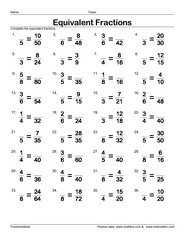 Finding equivalent fractions with two fractions